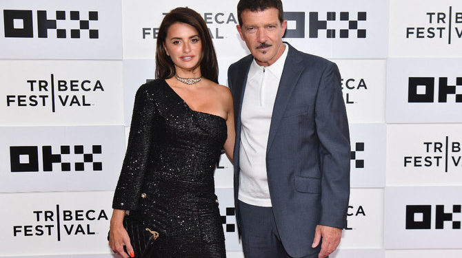 Spanish actors Antonio Banderas and Penelope Cruz attend the "Official Competition" premiere during the 2022 Tribeca Festival on June 14, 2022 in New York City.